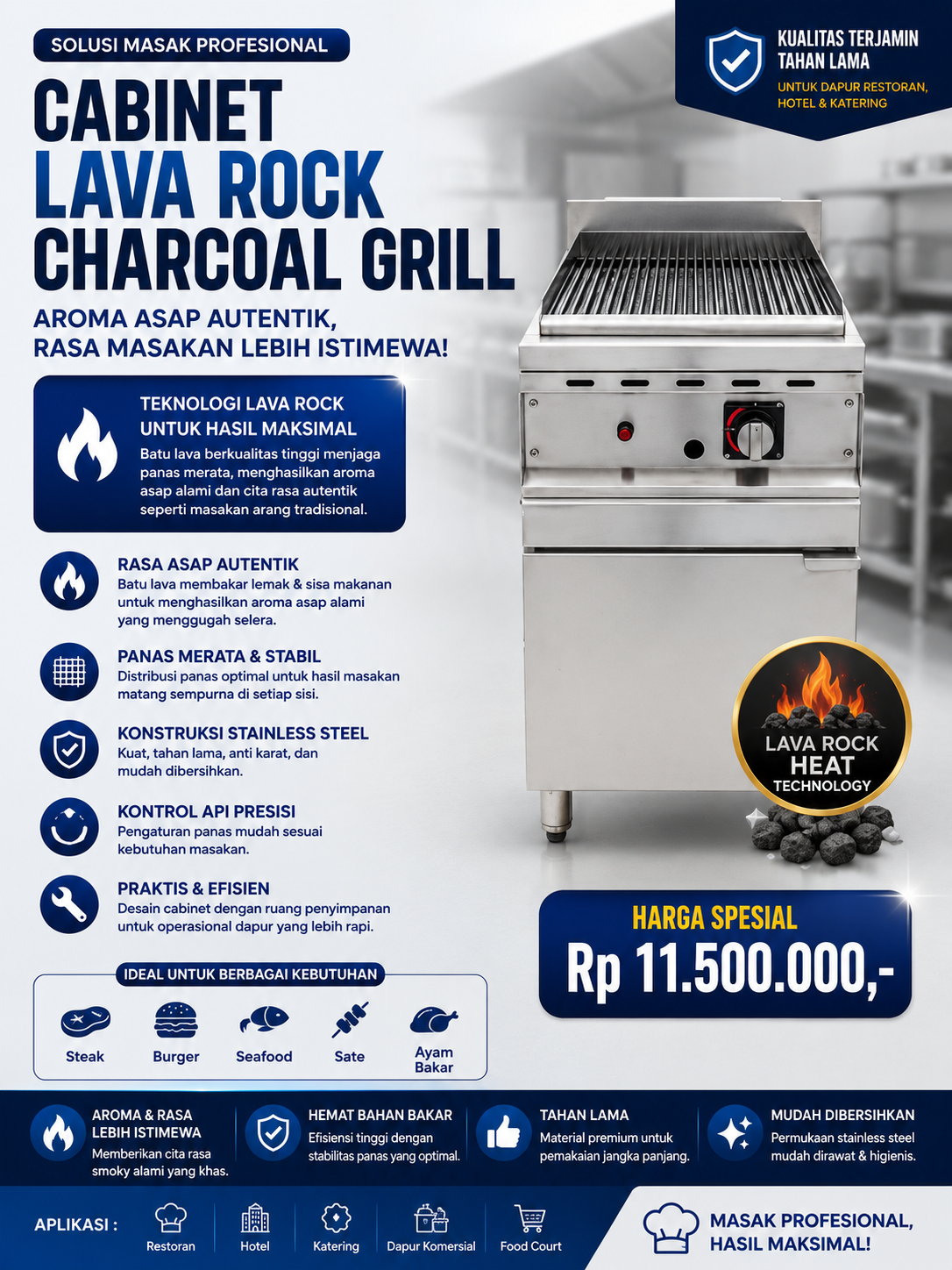 Cabinet Lava Rock Charcoal Grill